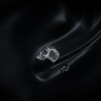 Thumbnail for Sterling Silver Skull Studs on Model - Black Feather Design