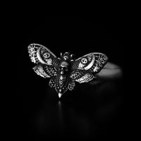 Thumbnail for King's Head Moth Ring - Black Feather Design