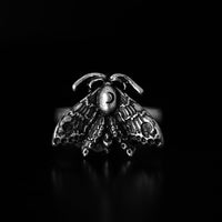 Thumbnail for Chunky Moth Ring - Adjustable Witchy Ring - Black Feather Design