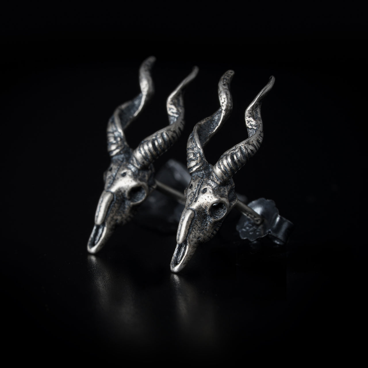 925 Sterling Silver Kudo antelope stud earrings