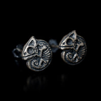 Thumbnail for Gothic chameleon Fossil Studs - Black Feather Design