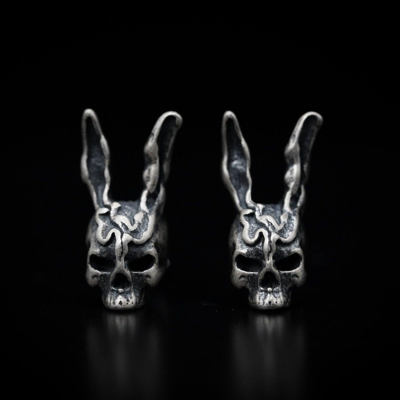 Donnie Darko, Frank The Rabbit Sterling Silver Stud Earrings - Black Feather Design