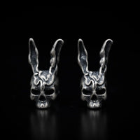Thumbnail for Donnie Darko, Frank The Rabbit Sterling Silver Stud Earrings - Black Feather Design