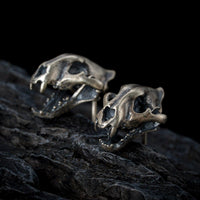 Thumbnail for Tiger Skull Studs - Black Feather Design