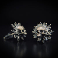 Thumbnail for Maya Skull Studs - 925 Sterling Silver - Black Feather Design