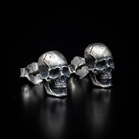 Thumbnail for Gothic Skull Stud Earrings in Sterling Silver by Black Feather Design
