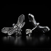 Thumbnail for Sterling Silver Death's Head Moth Studs - Black Feather Design